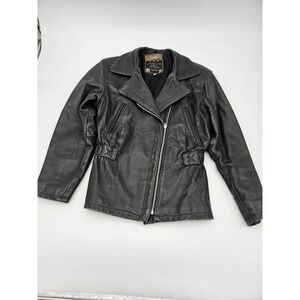 Vintage Laurence Roy Leather Coat Jacket Size Small Black